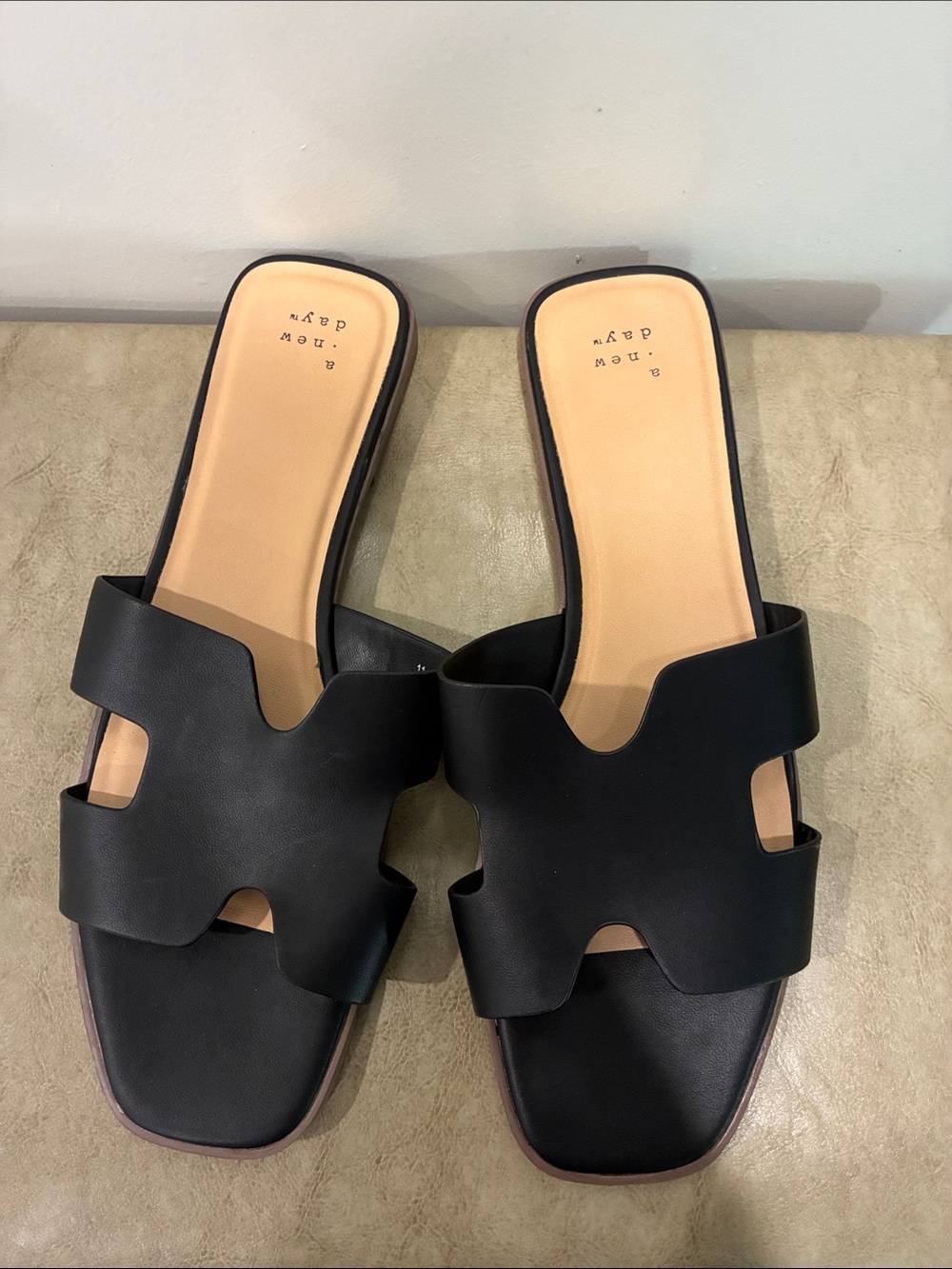 a new day Black Cutout Slide Sandals